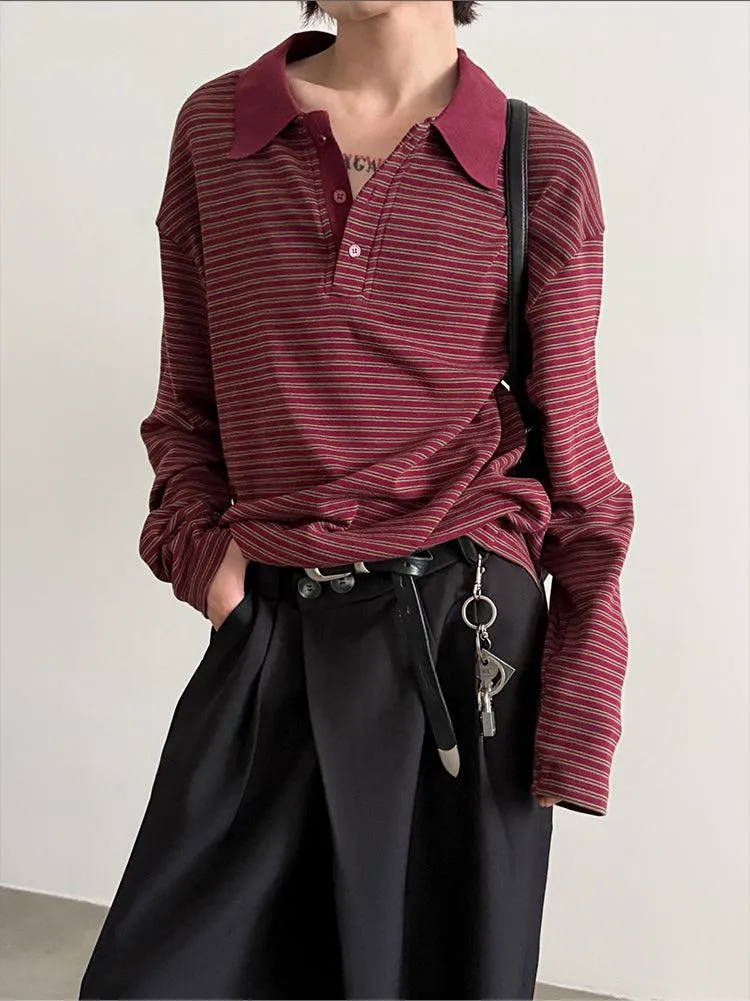Retro Striped Polo Pullover