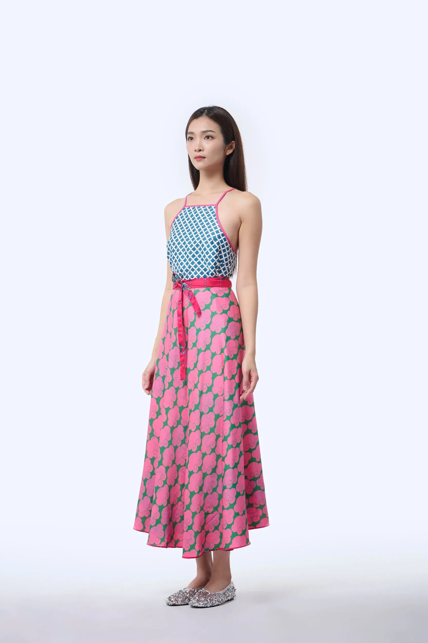 Reversible Wrap Skirt  - Ribbons Magenta