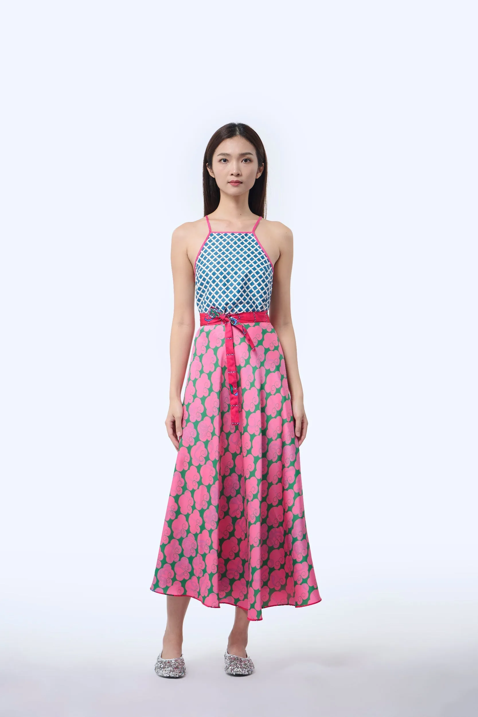 Reversible Wrap Skirt  - Ribbons Magenta