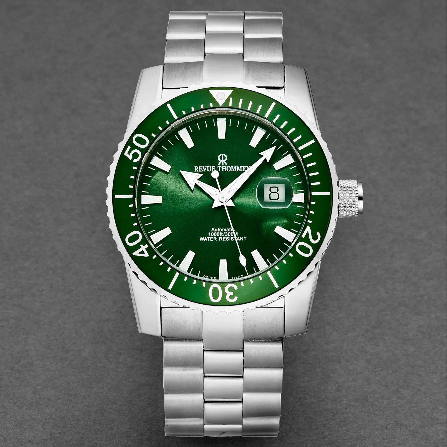 Revue Thommen Men's 17030.2134 'Diver' Green Dial Stainless Steel Swiss Automatic Watch