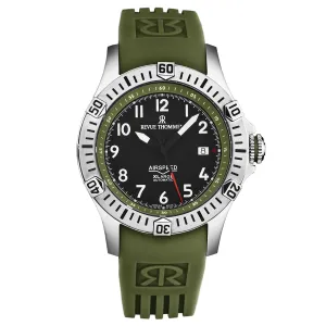 Revue Thommen Men's 'Air speed' Black Dial Green Rubber Strap Automatic Watch 16070.4734