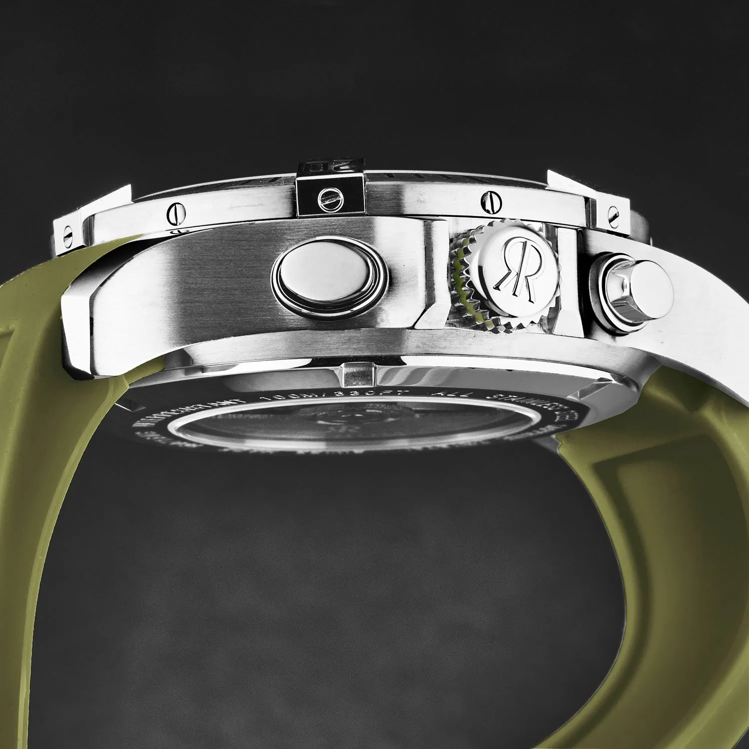 Revue Thommen Men's 'Air speed' Black Dial Green Rubber Strap Automatic Watch 16071.6634