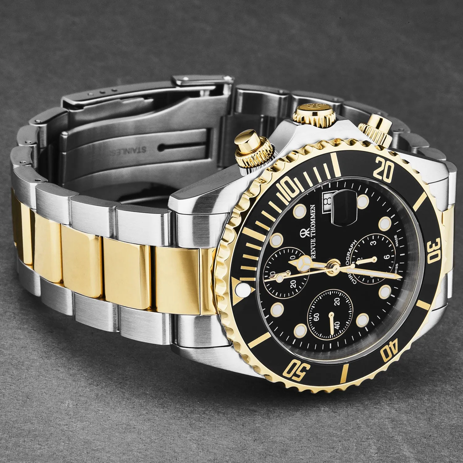 Revue Thommen Men's 'Diver' Black Dial Stainless Steel Chronograph Swiss Automatic Watch 17571.6147