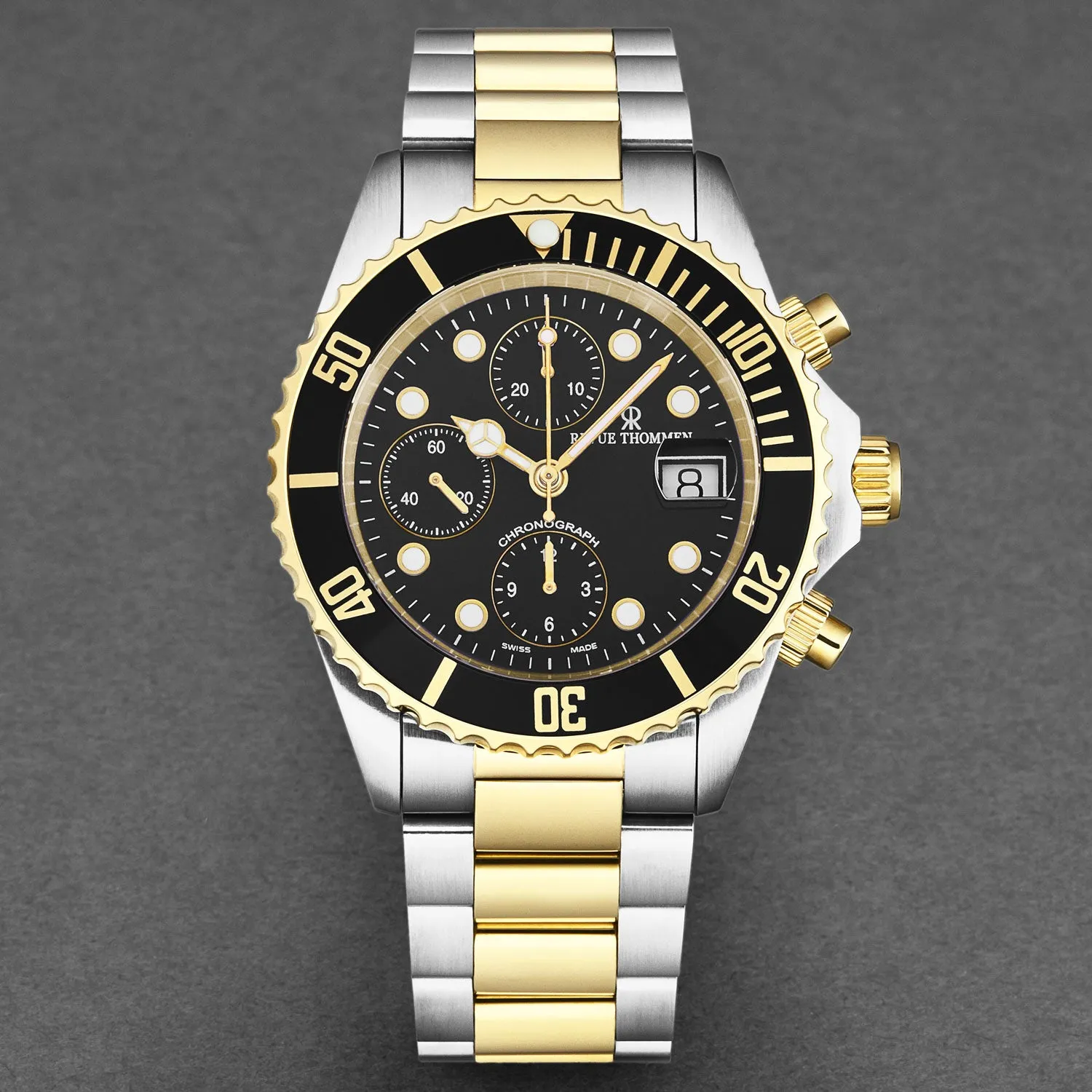 Revue Thommen Men's 'Diver' Black Dial Stainless Steel Chronograph Swiss Automatic Watch 17571.6147