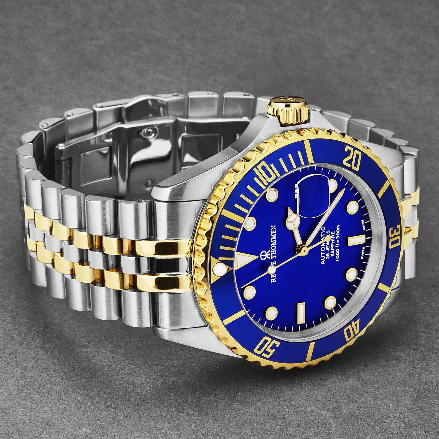 Revue Thommen Men's 'Diver' Blue Dial Two Tone Stainless Steel Bracelet Automatic Watch 17571.2245
