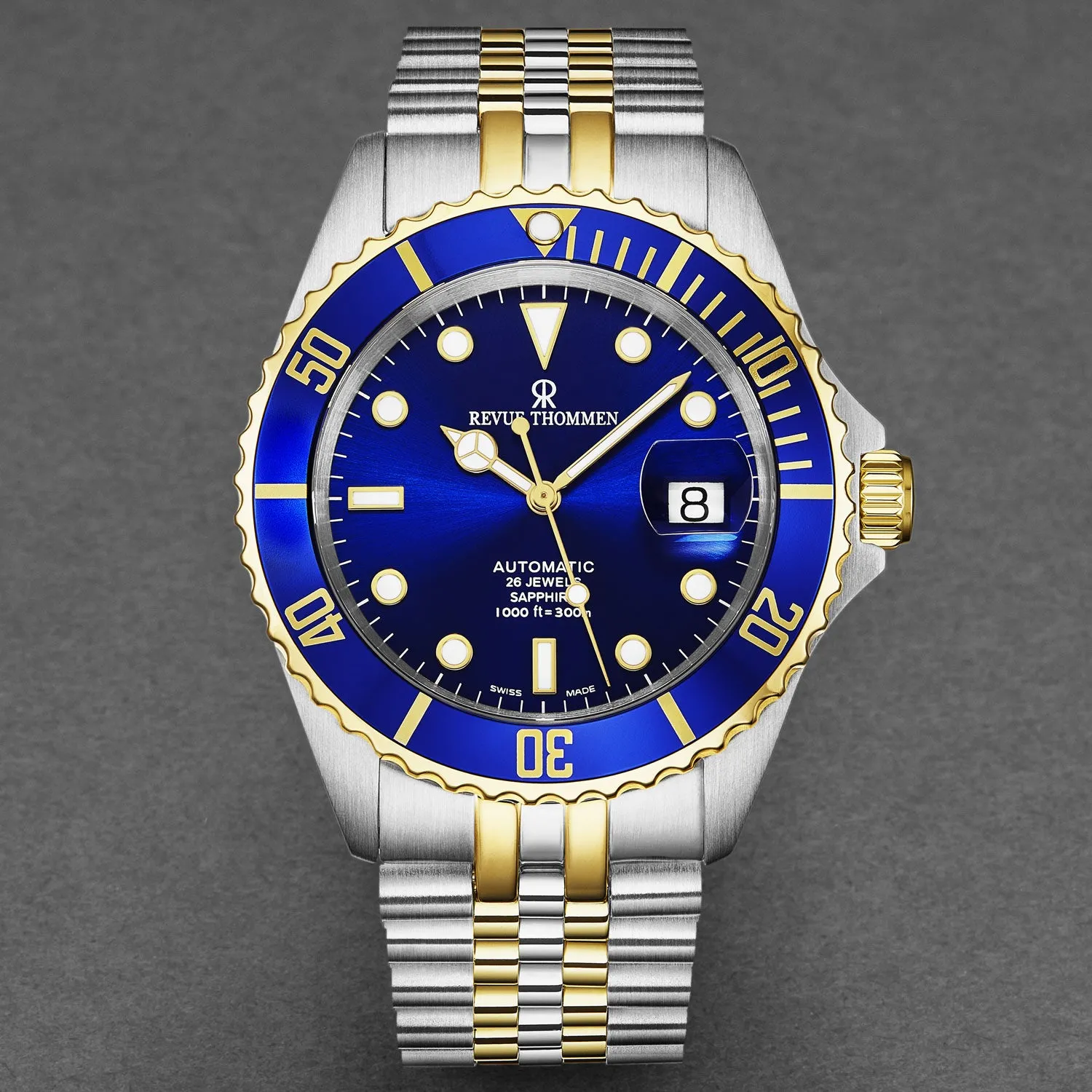 Revue Thommen Men's 'Diver' Blue Dial Two Tone Stainless Steel Bracelet Automatic Watch 17571.2245