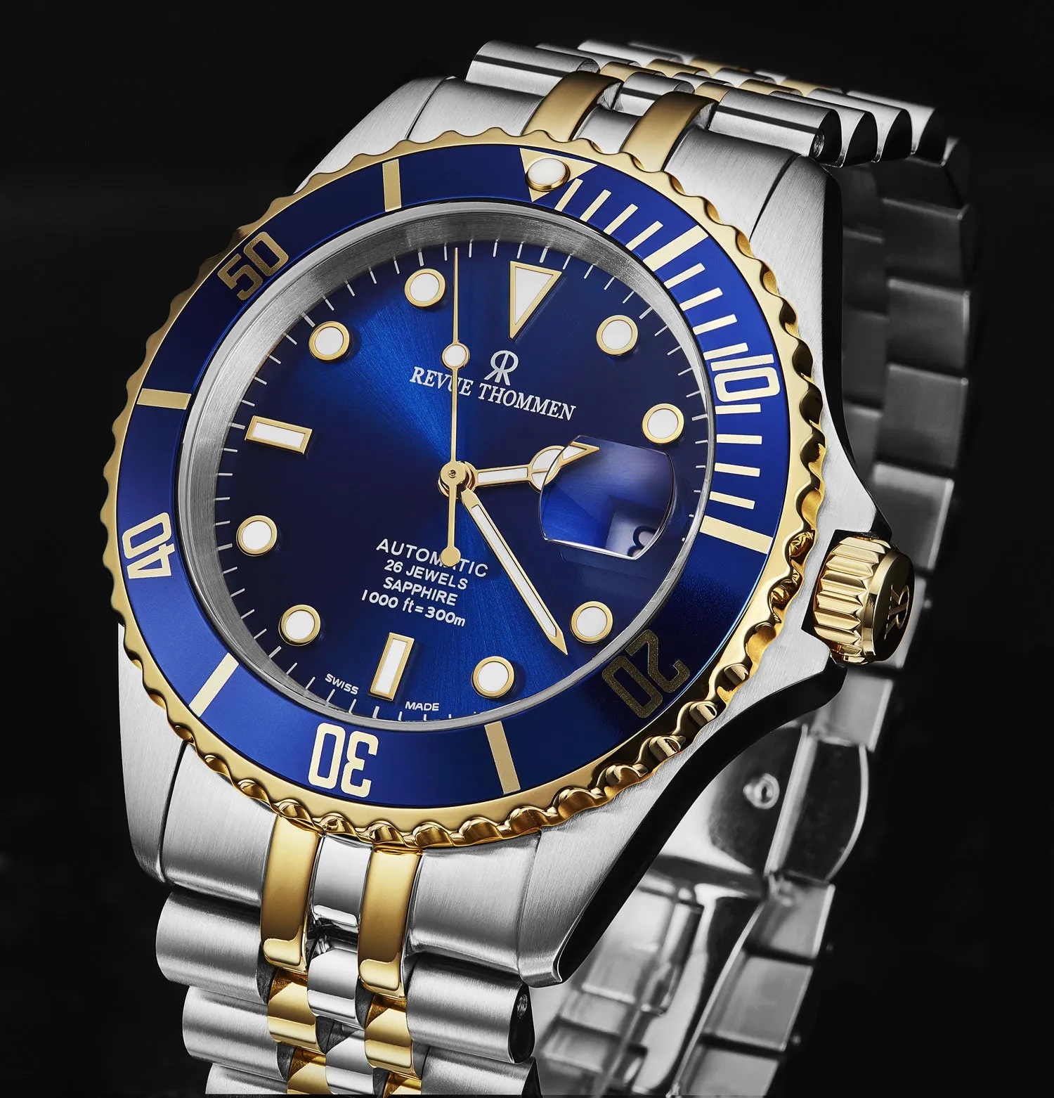 Revue Thommen Men's 'Diver' Blue Dial Two Tone Stainless Steel Bracelet Automatic Watch 17571.2245