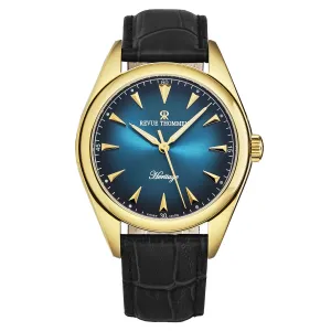 Revue Thommen Men's 'Heritage' Blue Dial Black Leather Strap Automatic Watch 21010.2515