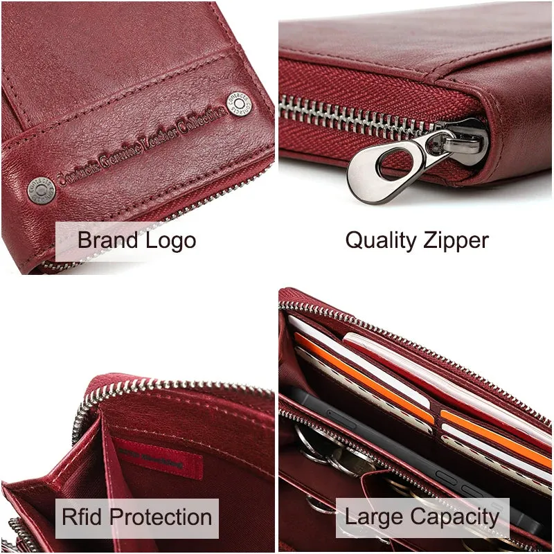 RFID Leather Clutch Wallet: Stylish & Secure