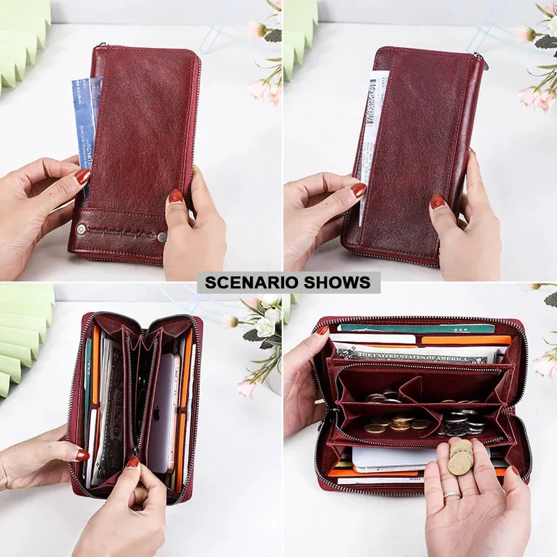 RFID Leather Clutch Wallet: Stylish & Secure