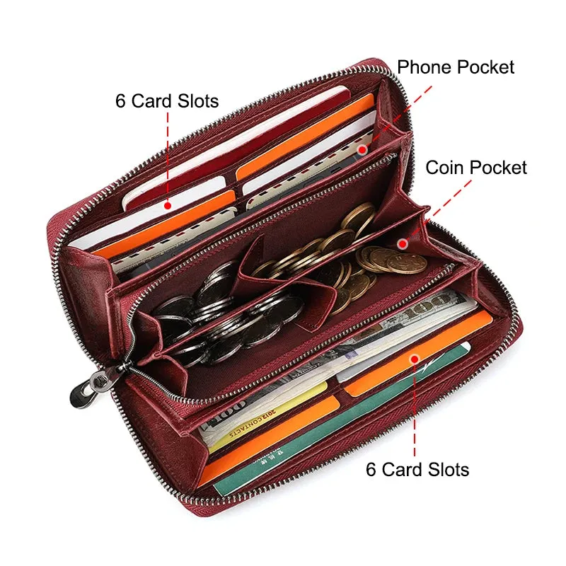 RFID Leather Clutch Wallet: Stylish & Secure