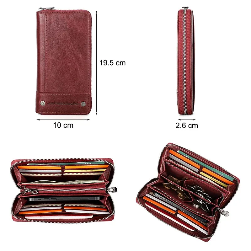 RFID Leather Clutch Wallet: Stylish & Secure
