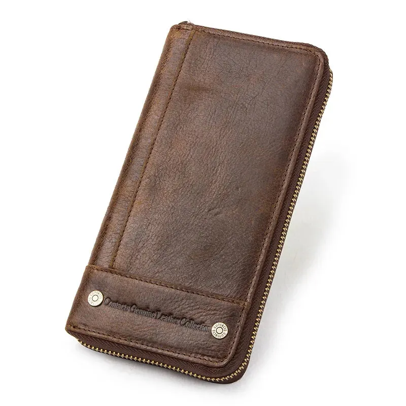 RFID Leather Clutch Wallet: Stylish & Secure