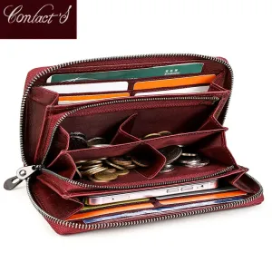 RFID Leather Clutch Wallet: Stylish & Secure