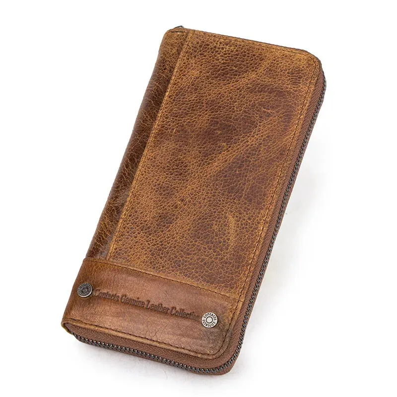 RFID Leather Clutch Wallet: Stylish & Secure