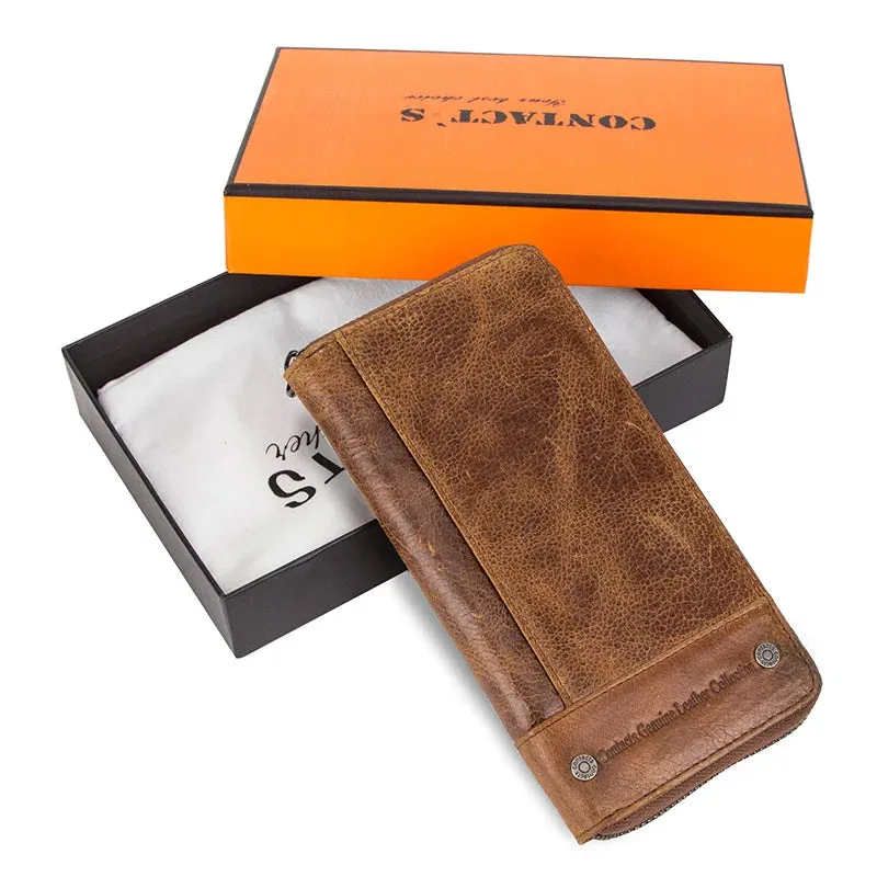 RFID Leather Clutch Wallet: Stylish & Secure