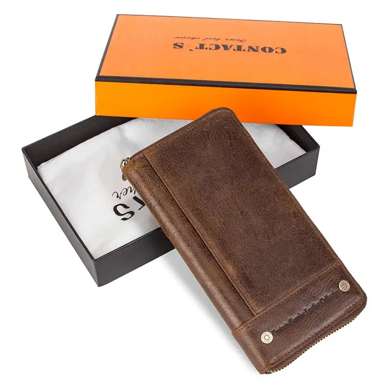 RFID Leather Clutch Wallet: Stylish & Secure