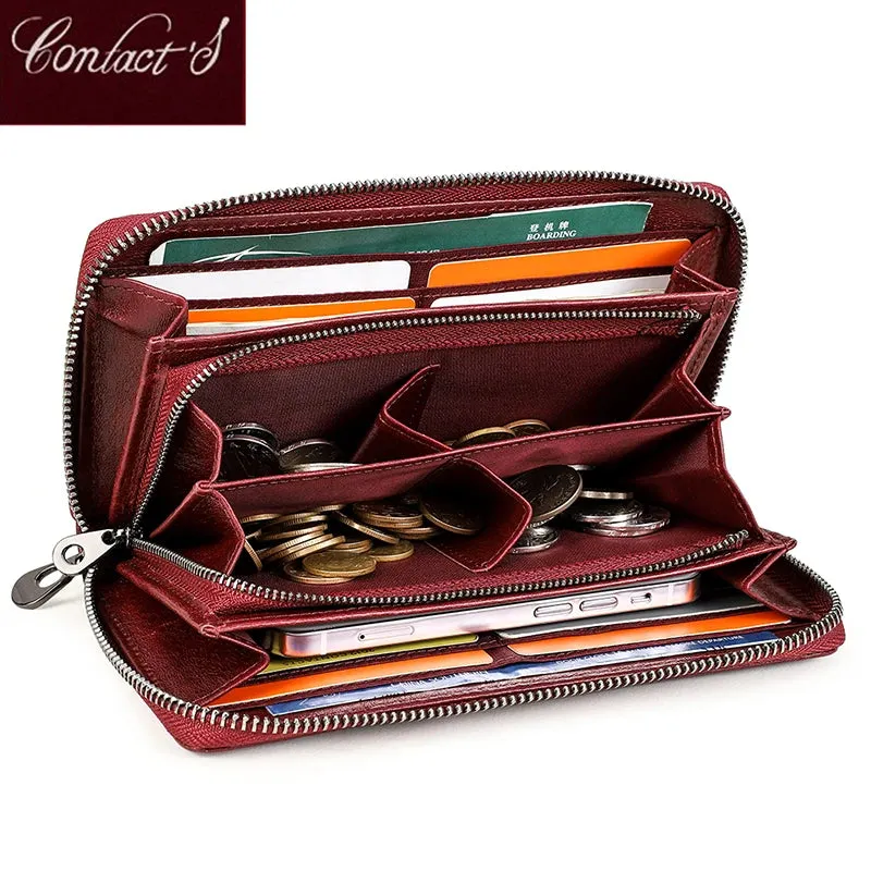RFID Leather Clutch Wallet: Stylish & Secure