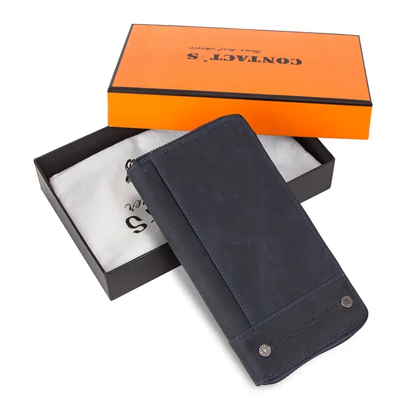 RFID Leather Clutch Wallet: Stylish & Secure