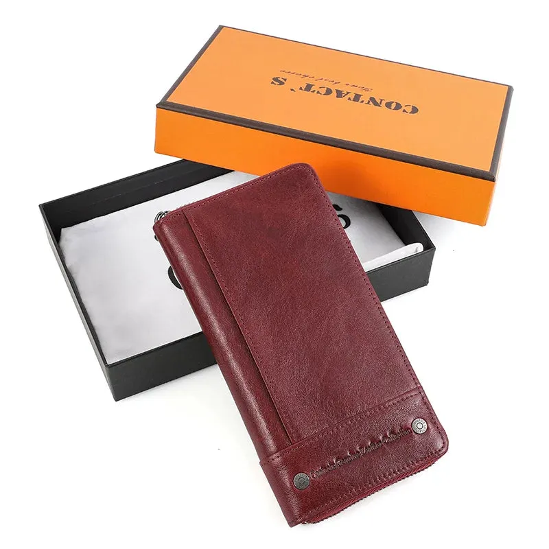 RFID Leather Clutch Wallet: Stylish & Secure