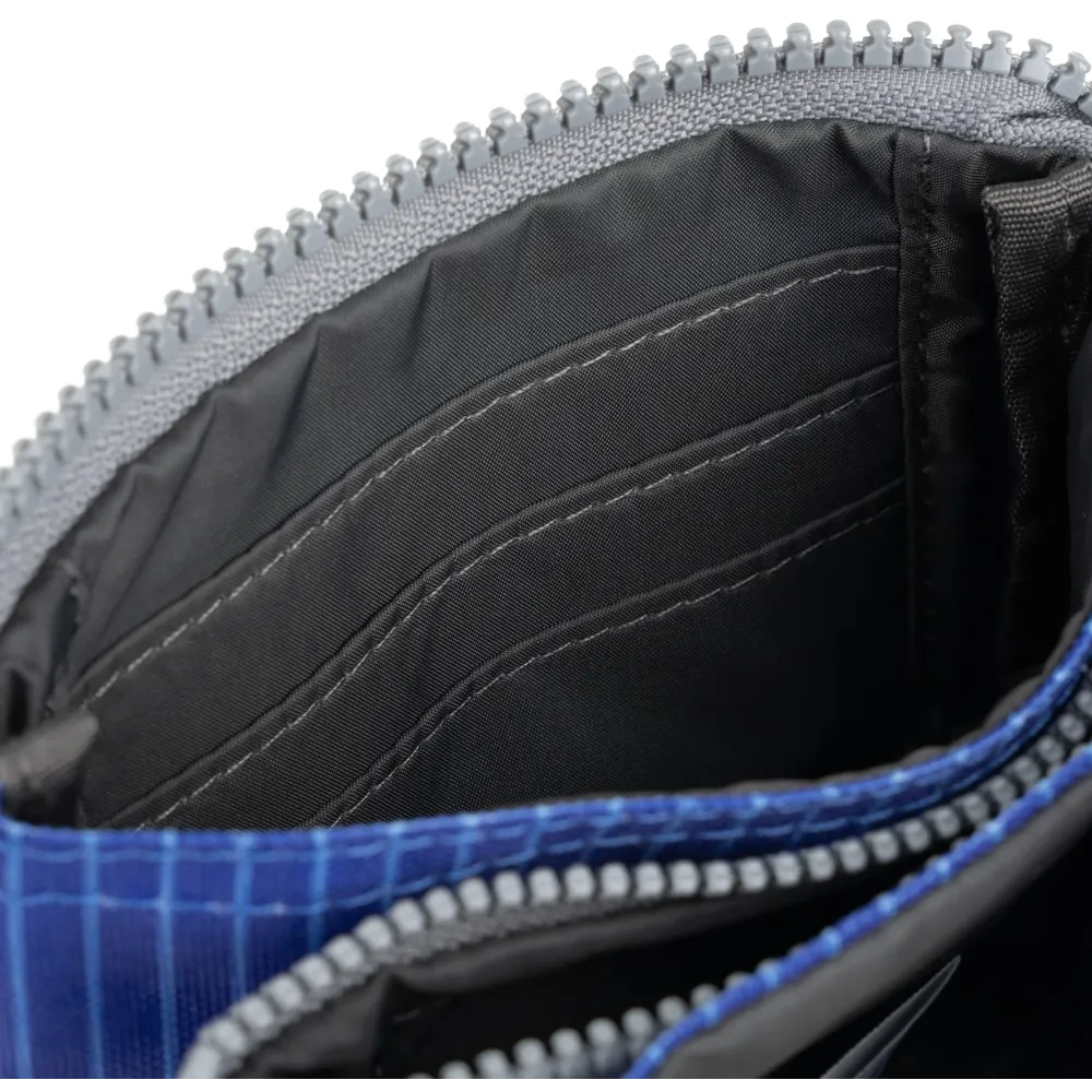 Roka Carnaby Recycled Canvas Pinstripe Denim Light Wash Wallet