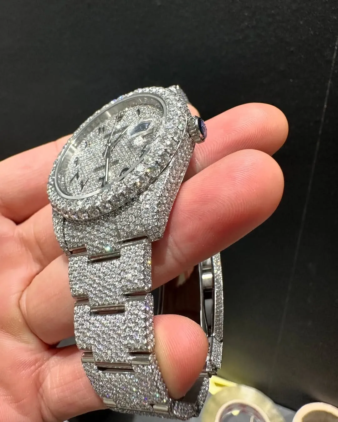 Rolex Date-Just Moissanite Diamond Watch  W 200