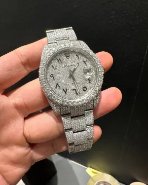 Rolex Date-Just Moissanite Diamond Watch  W 200