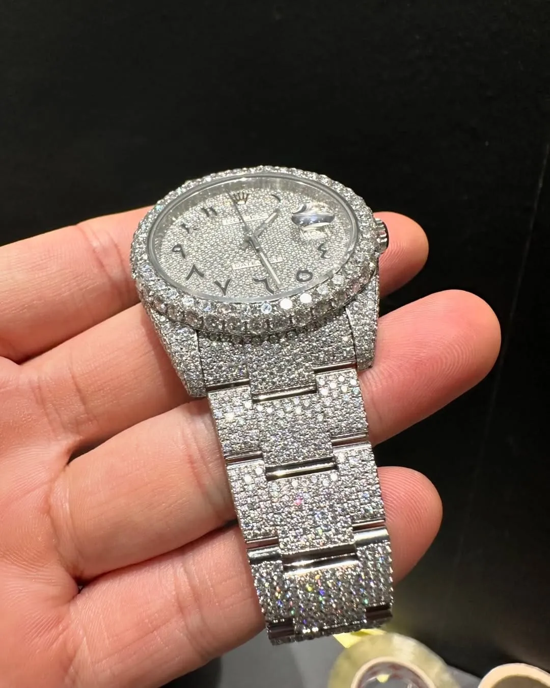 Rolex Date-Just Moissanite Diamond Watch  W 200