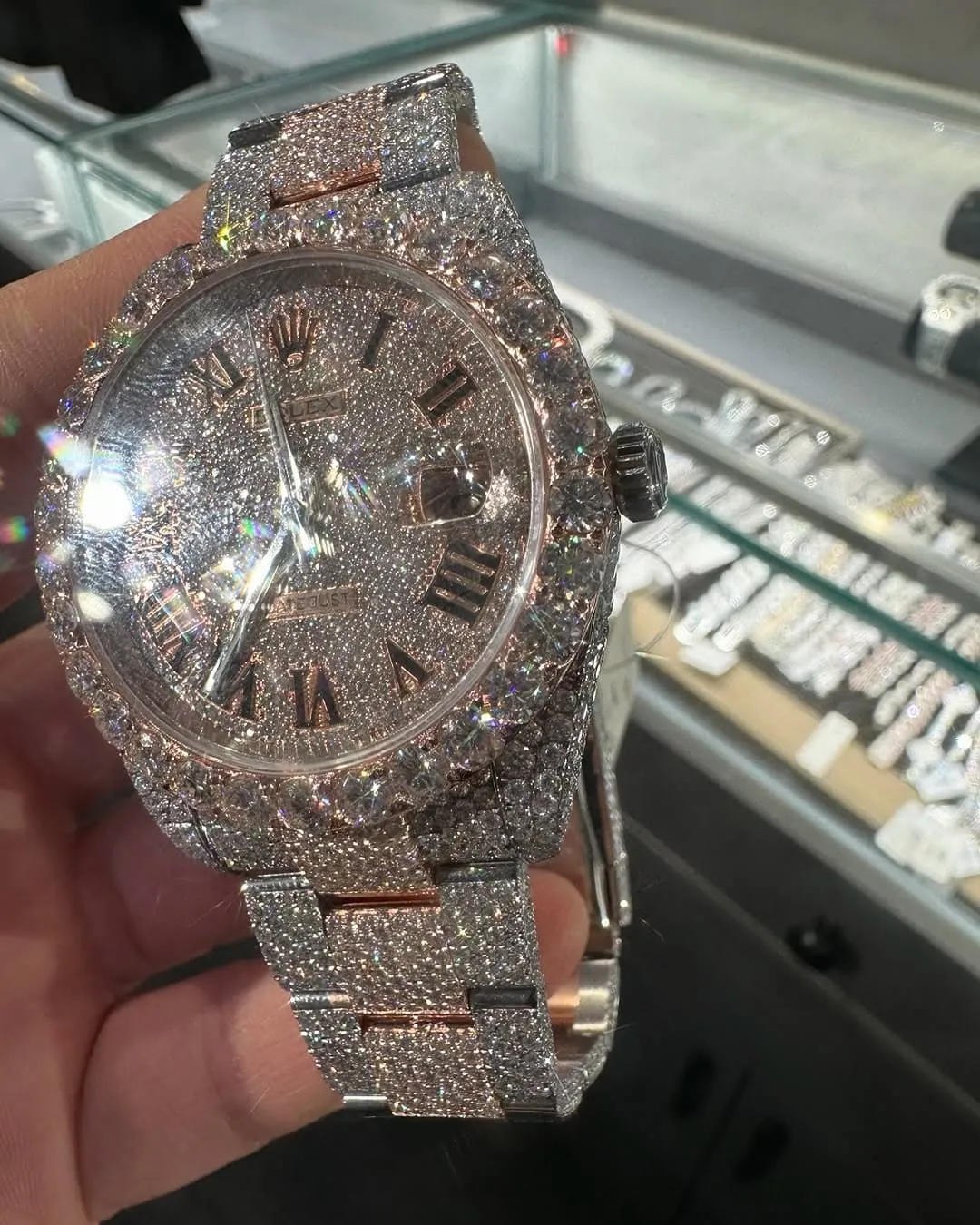 Rolex Date-Just Moissanite Diamond Watch  W 240
