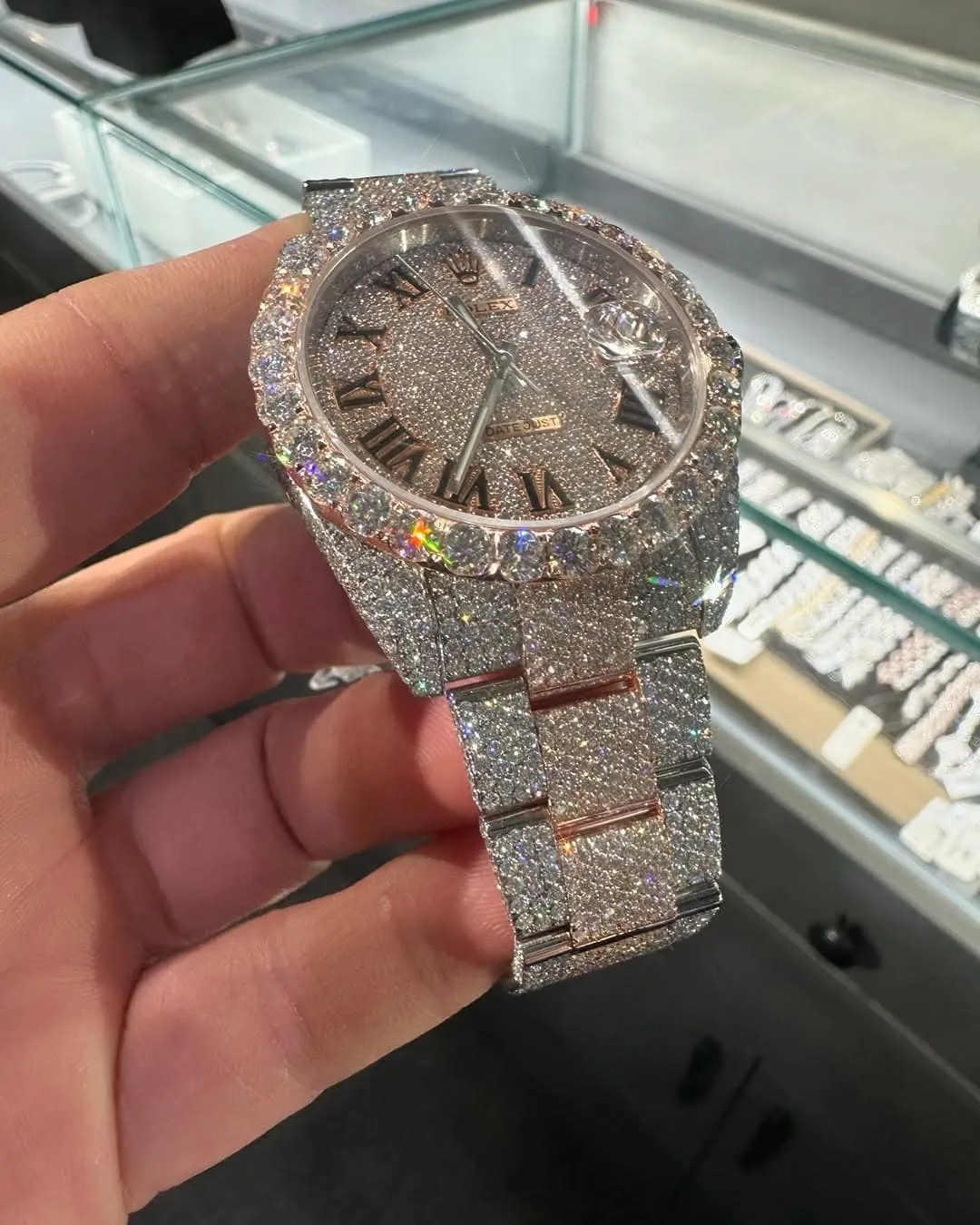 Rolex Date-Just Moissanite Diamond Watch  W 240