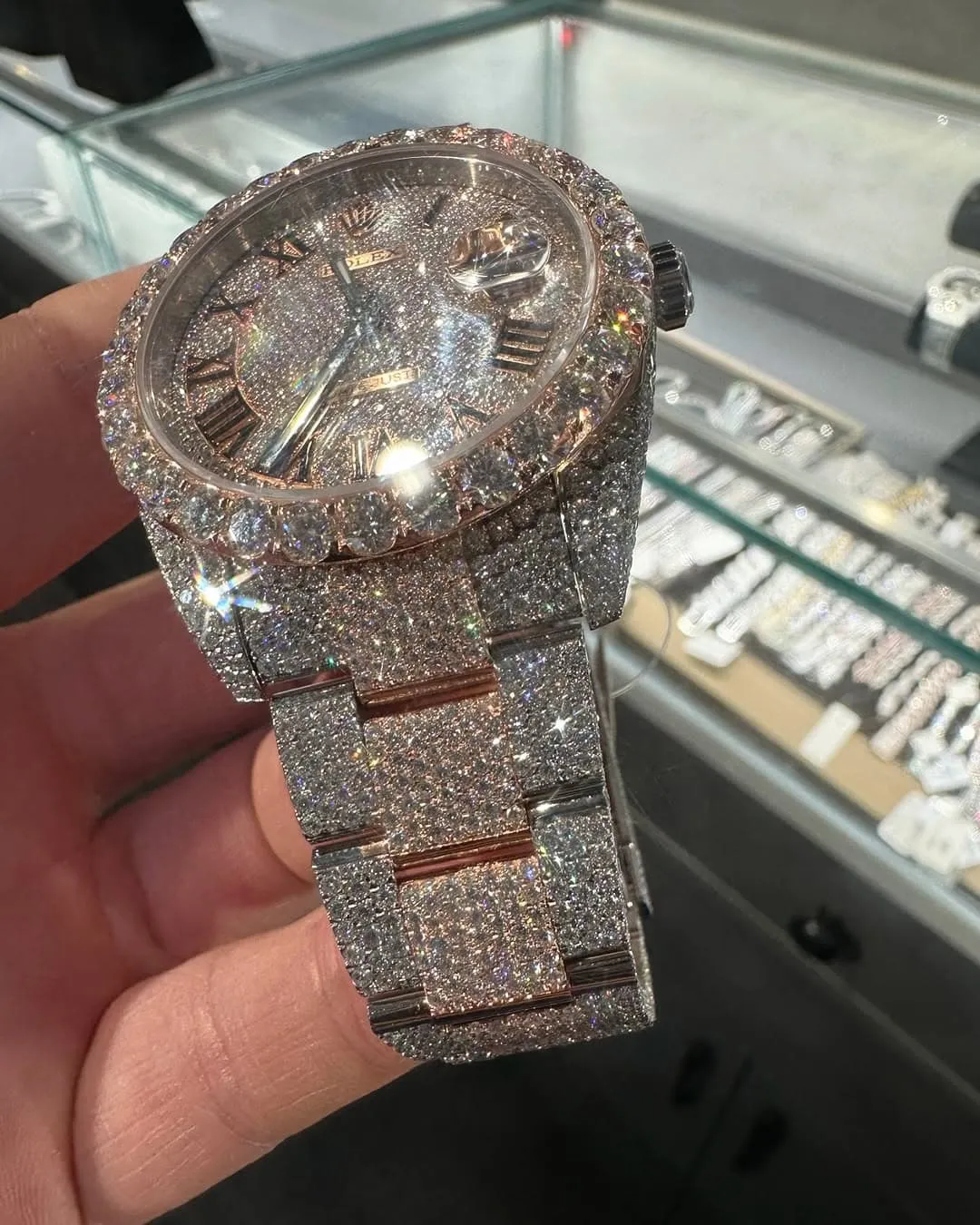Rolex Date-Just Moissanite Diamond Watch  W 240