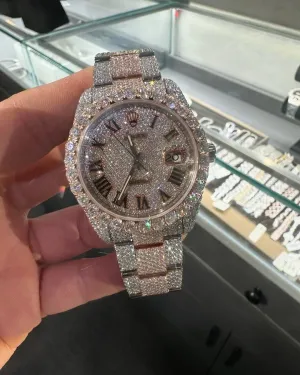 Rolex Date-Just Moissanite Diamond Watch  W 240