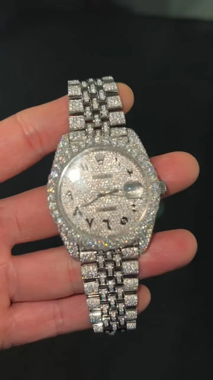 Rolex Date-Just Moissanite Diamond Watch  W 251