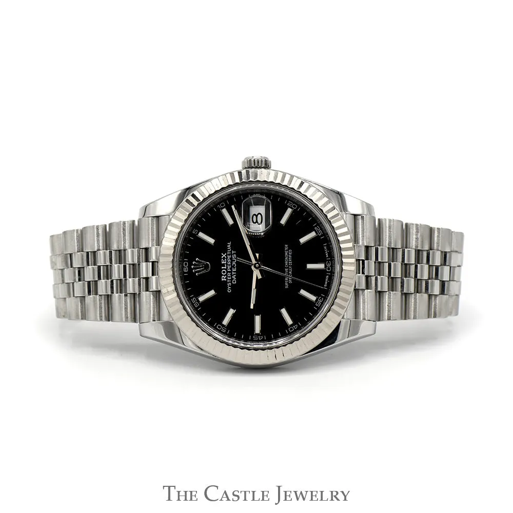 Rolex Datejust 126334 Quickset with Fluted Bezel and Black Dial in Stainless Steel Jubilee Bracelet