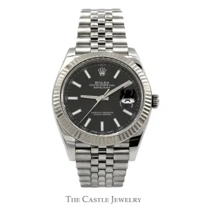 Rolex Datejust 126334 Quickset with Fluted Bezel and Black Dial in Stainless Steel Jubilee Bracelet