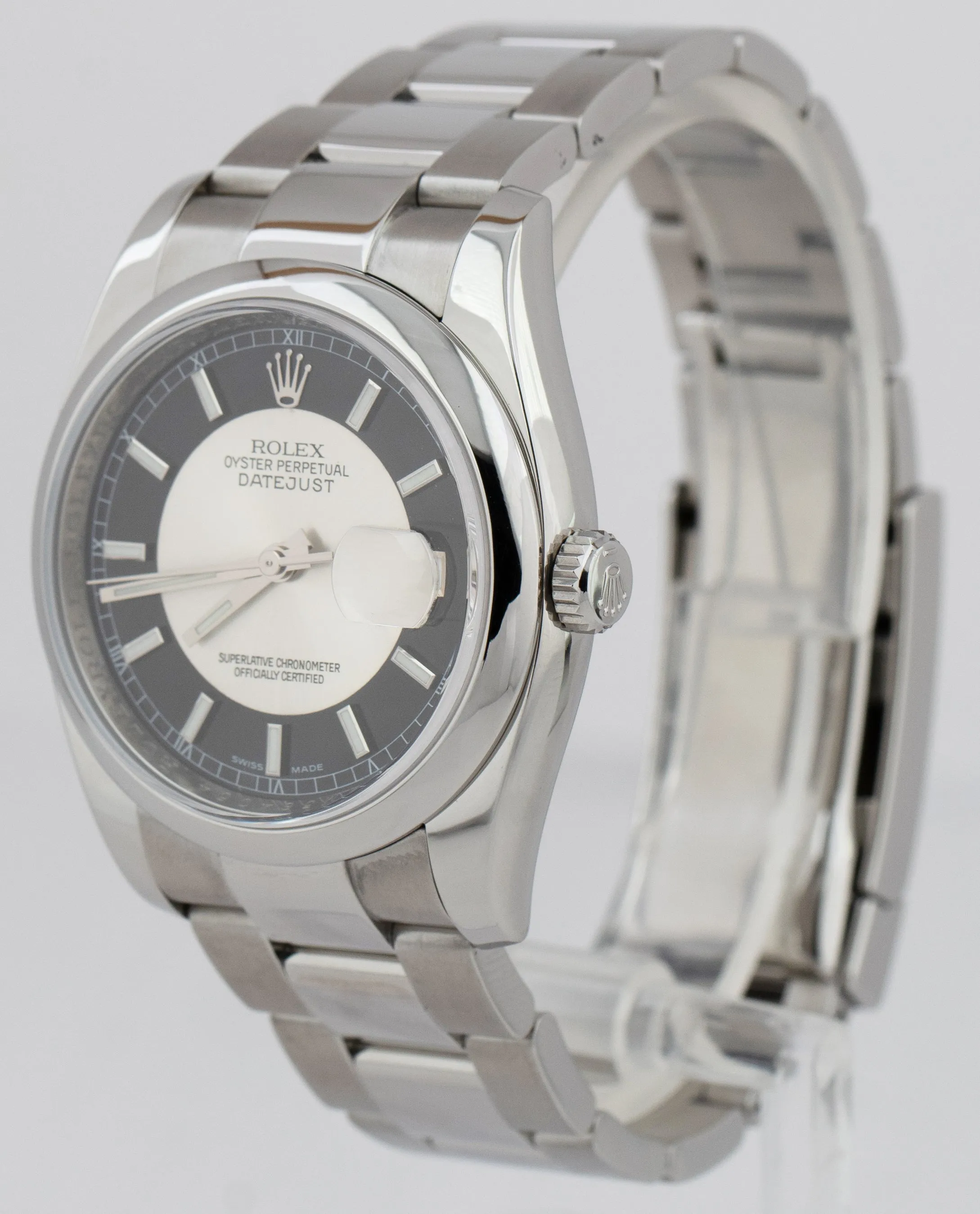 Rolex DateJust TUXEDO PAPERS Red Roulette 36mm Stainless Steel Oyster 116200 B P