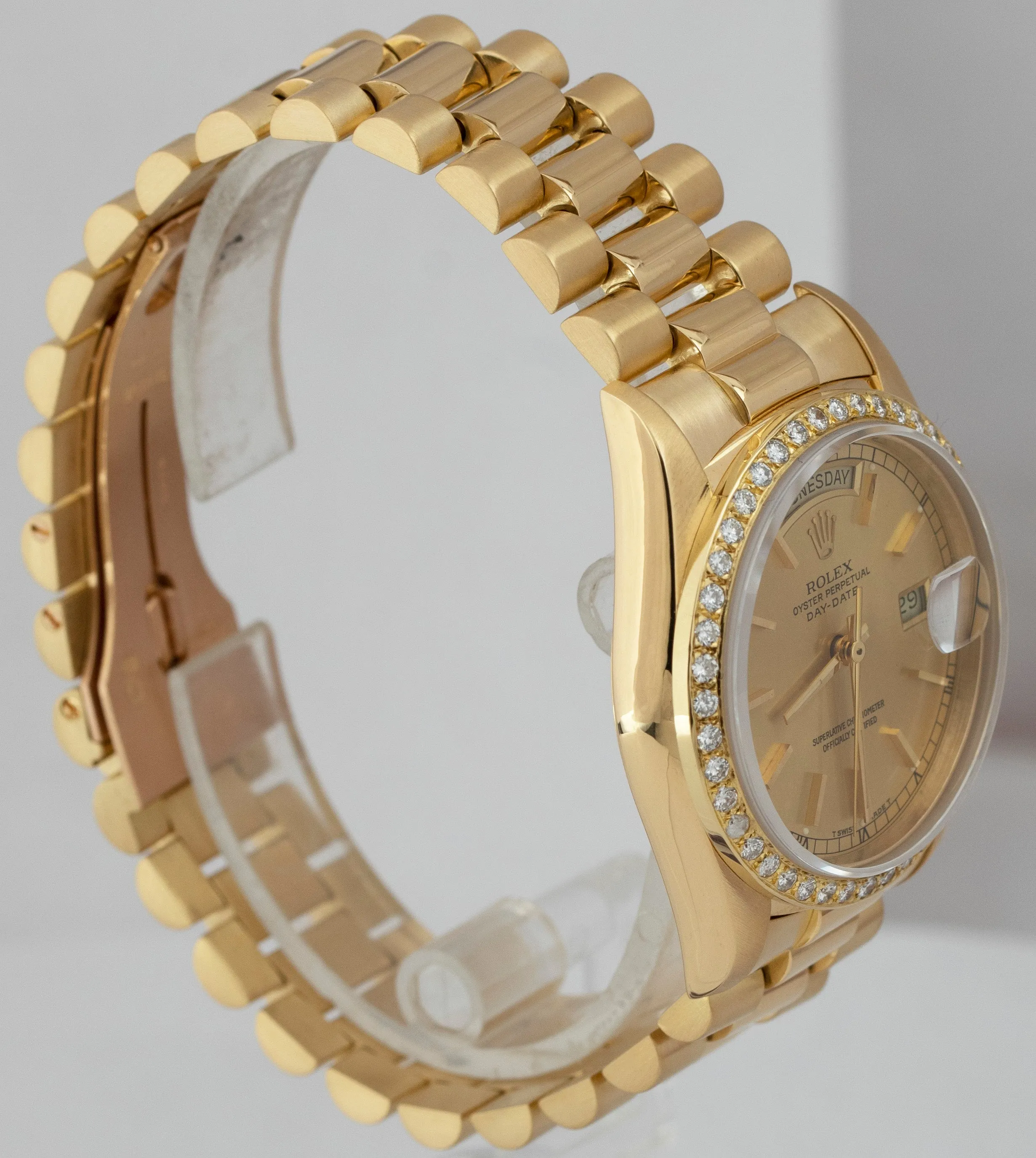 Rolex Day-Date President 36mm DIAMOND Champagne 18K Gold Watch 18238 BOX PAPERS