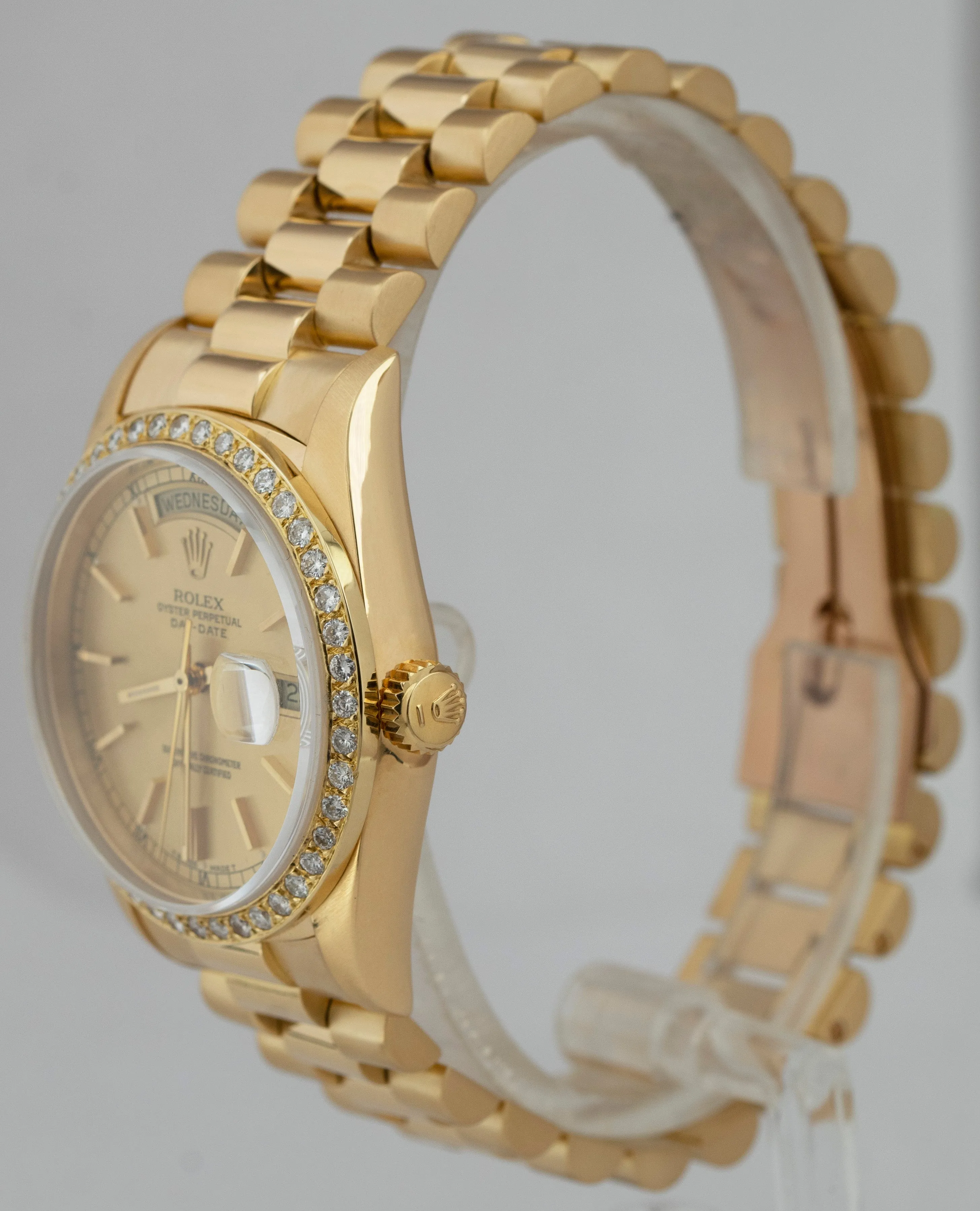 Rolex Day-Date President 36mm DIAMOND Champagne 18K Gold Watch 18238 BOX PAPERS