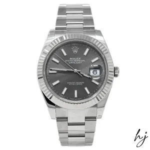 Rolex Men's Datejust 41 Stainless Steel 41mm Slate Stick Dial Watch Reference #: 126334