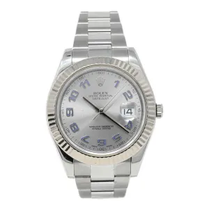 Rolex Men's Datejust II Stainless Steel 41mm Silver Arabic Numeral Dial Watch Reference #: 116334