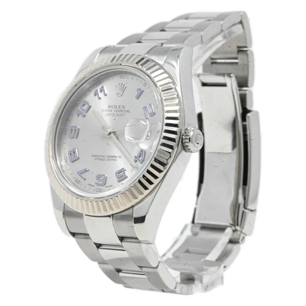 Rolex Men's Datejust II Stainless Steel 41mm Silver Arabic Numeral Dial Watch Reference #: 116334