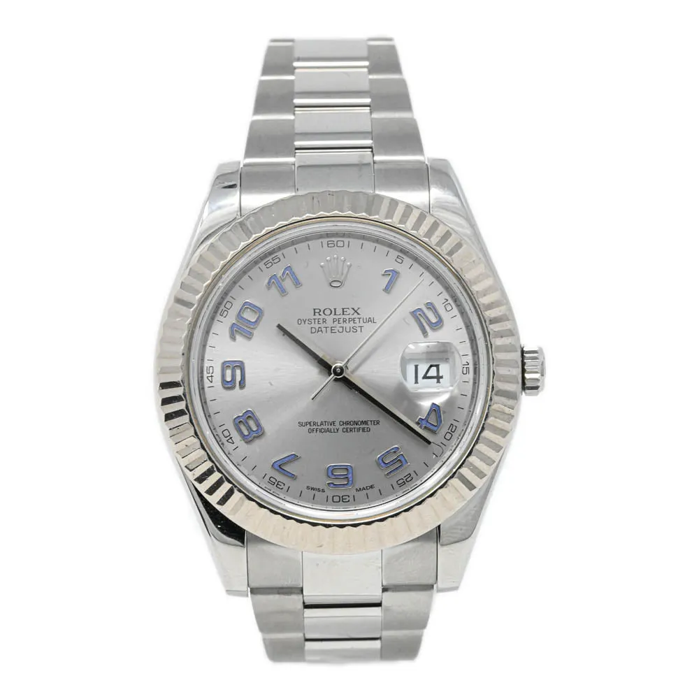 Rolex Men's Datejust II Stainless Steel 41mm Silver Arabic Numeral Dial Watch Reference #: 116334