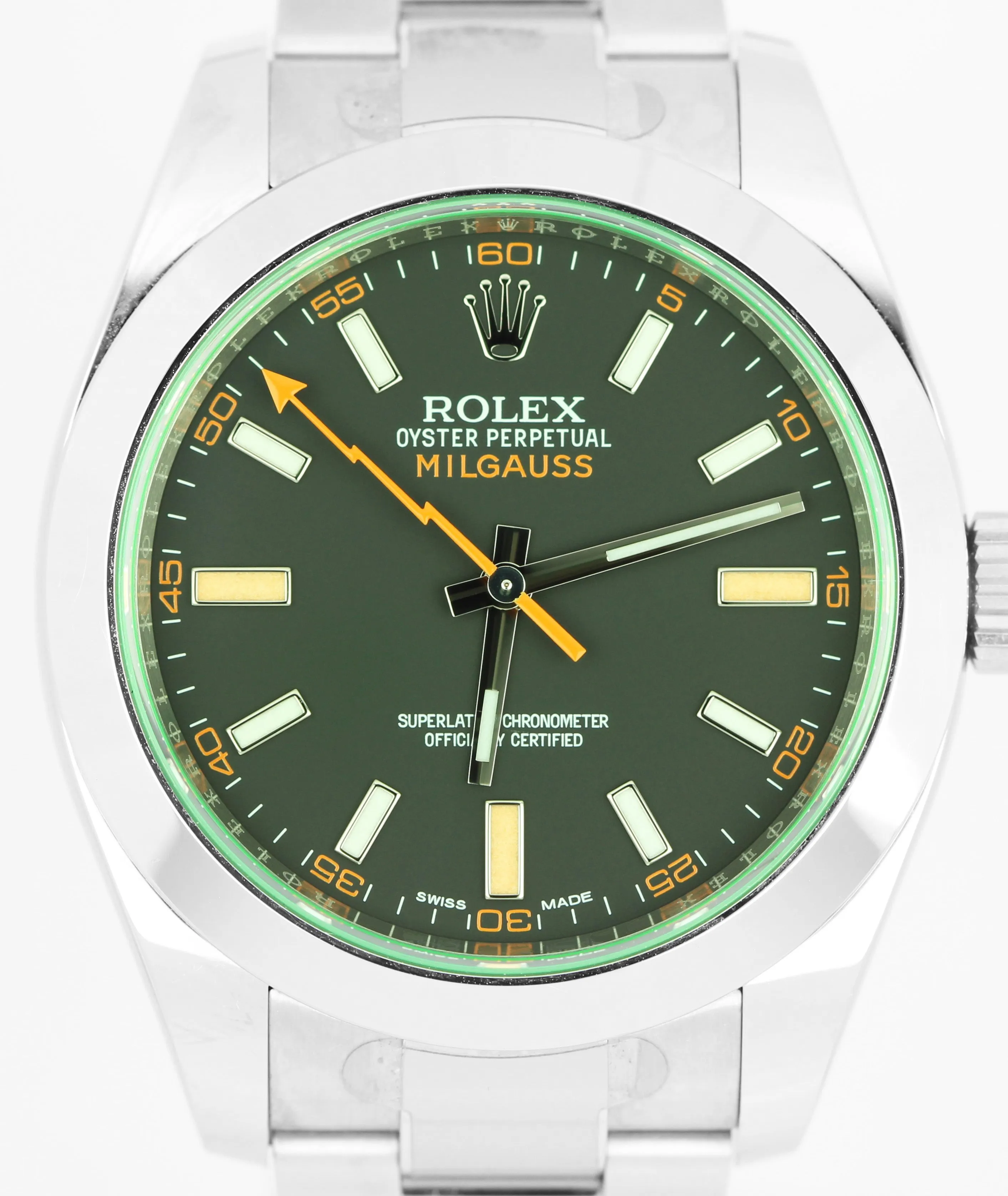 Rolex Milgauss Stainless Steel Green Sapphire Black 40mm 116400GV Watch B P