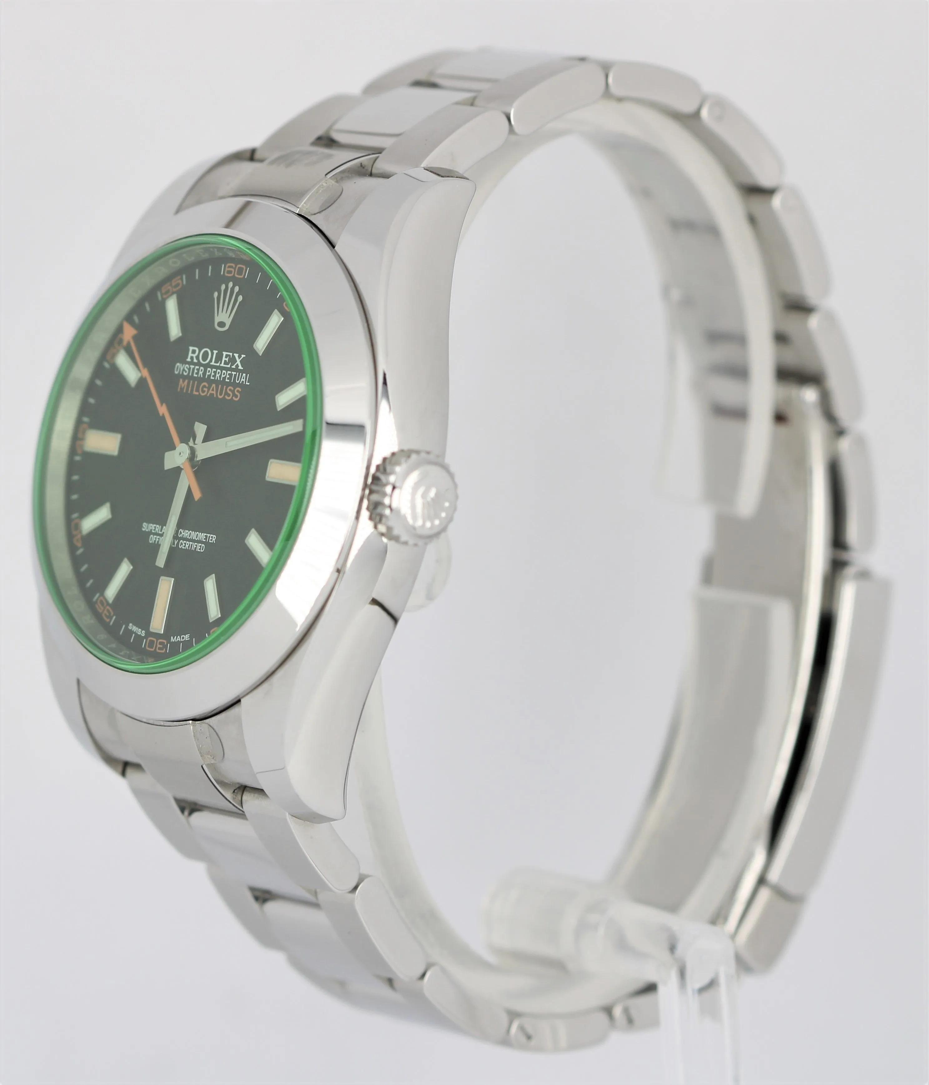Rolex Milgauss Stainless Steel Green Sapphire Black 40mm 116400GV Watch B P