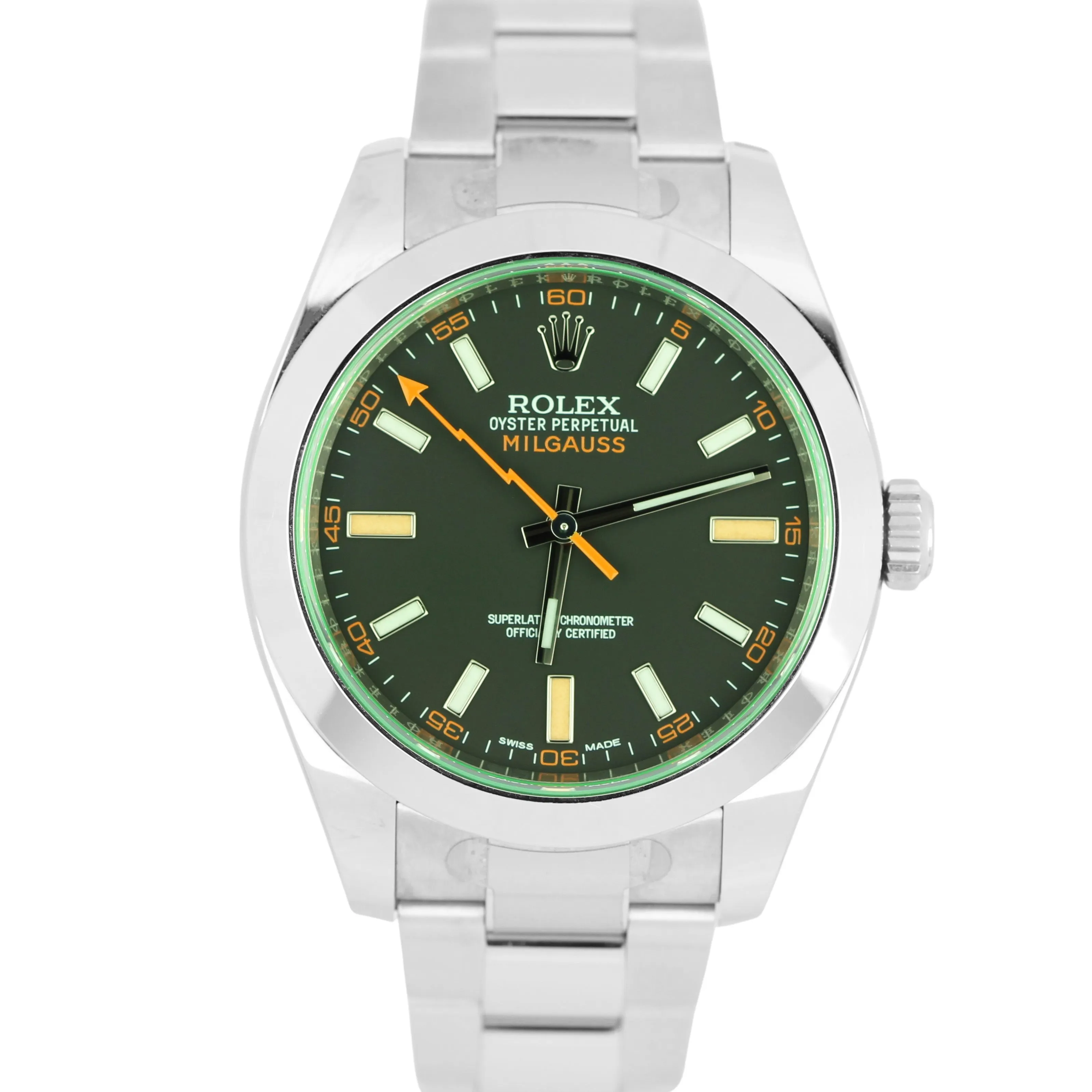 Rolex Milgauss Stainless Steel Green Sapphire Black 40mm 116400GV Watch B P