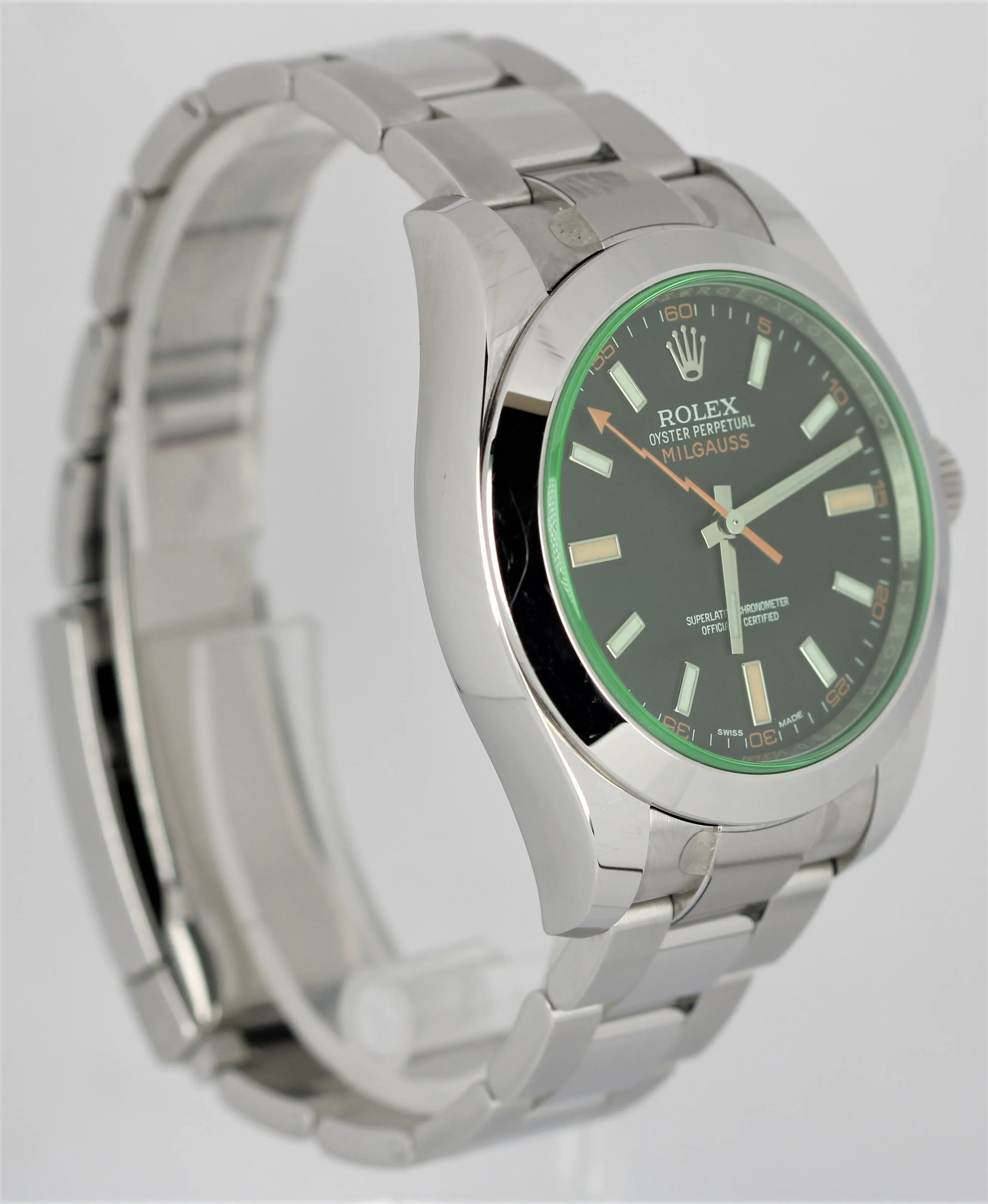 Rolex Milgauss Stainless Steel Green Sapphire Black 40mm 116400GV Watch B P