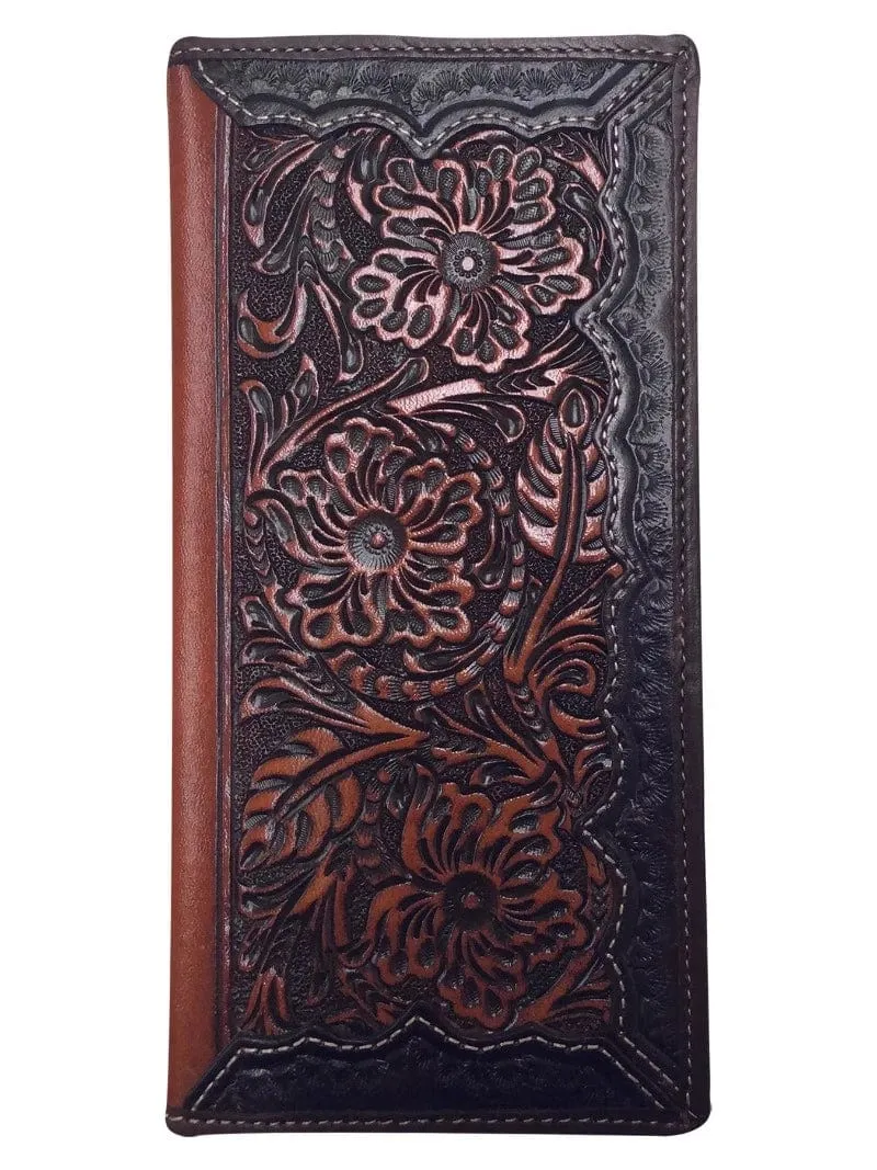 Roper Rodeo Wallet - Tooled Leather Dark Brown 8156100