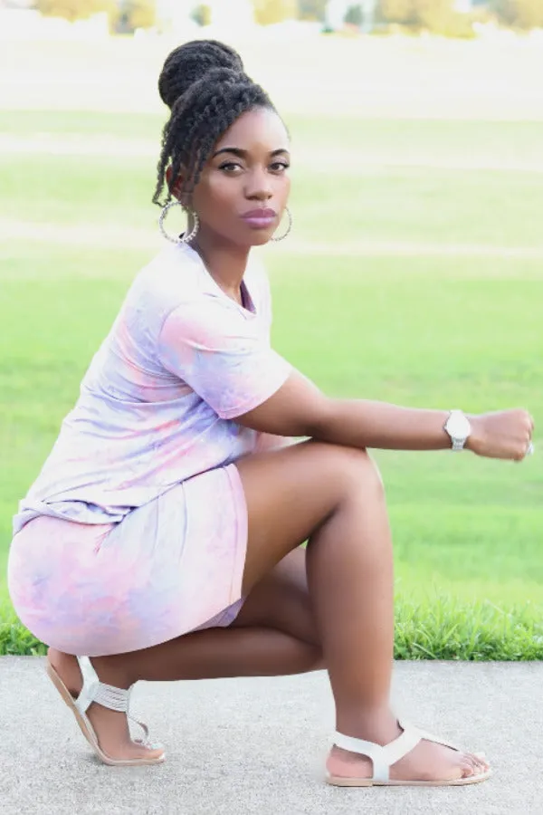 Round Neck Basic Biker Set- Tie Dye