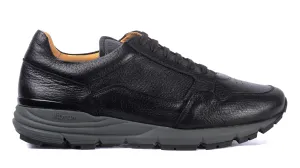 Running Sneakers 44 Black Genuine Deer Leather