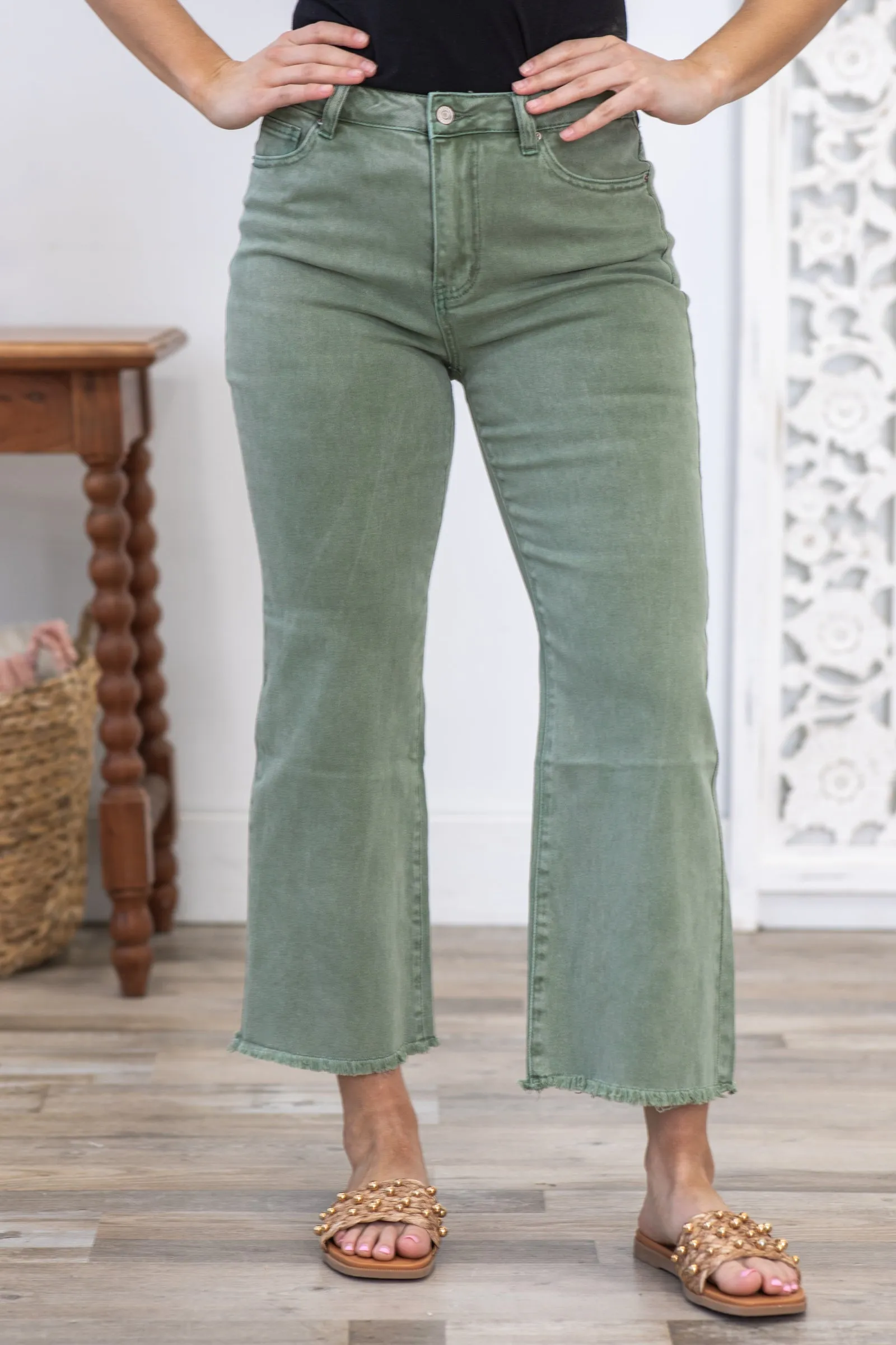 Sage Washed Kick Flare Jeans